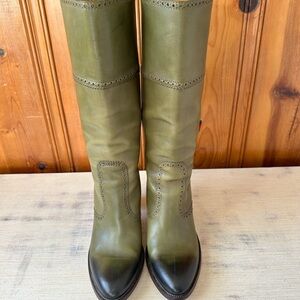 Gucci Green Leather Heeled Boots